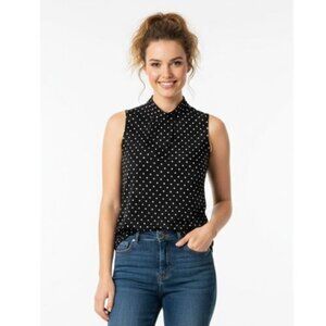 PerSeption Concept Black White Polka Dot Turtleneck Top Shirt XL